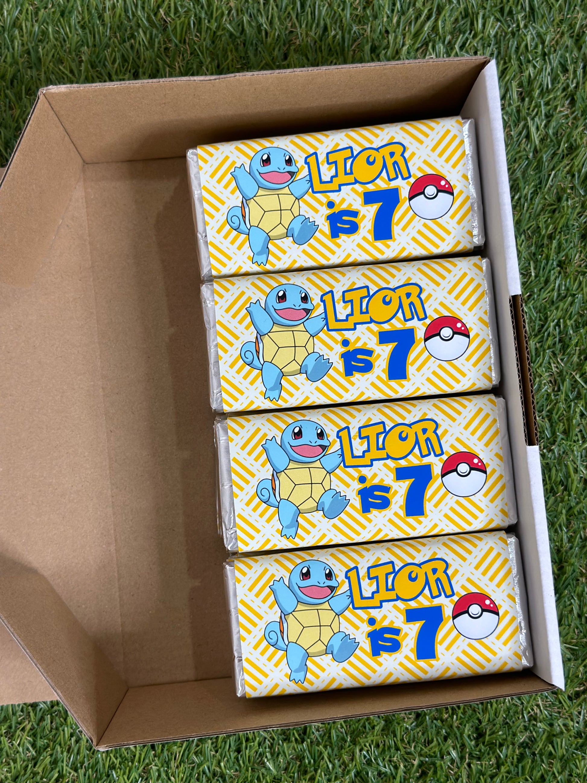 Pokemon Squirtle Personalised Chocolate Bar Party Favour x 4