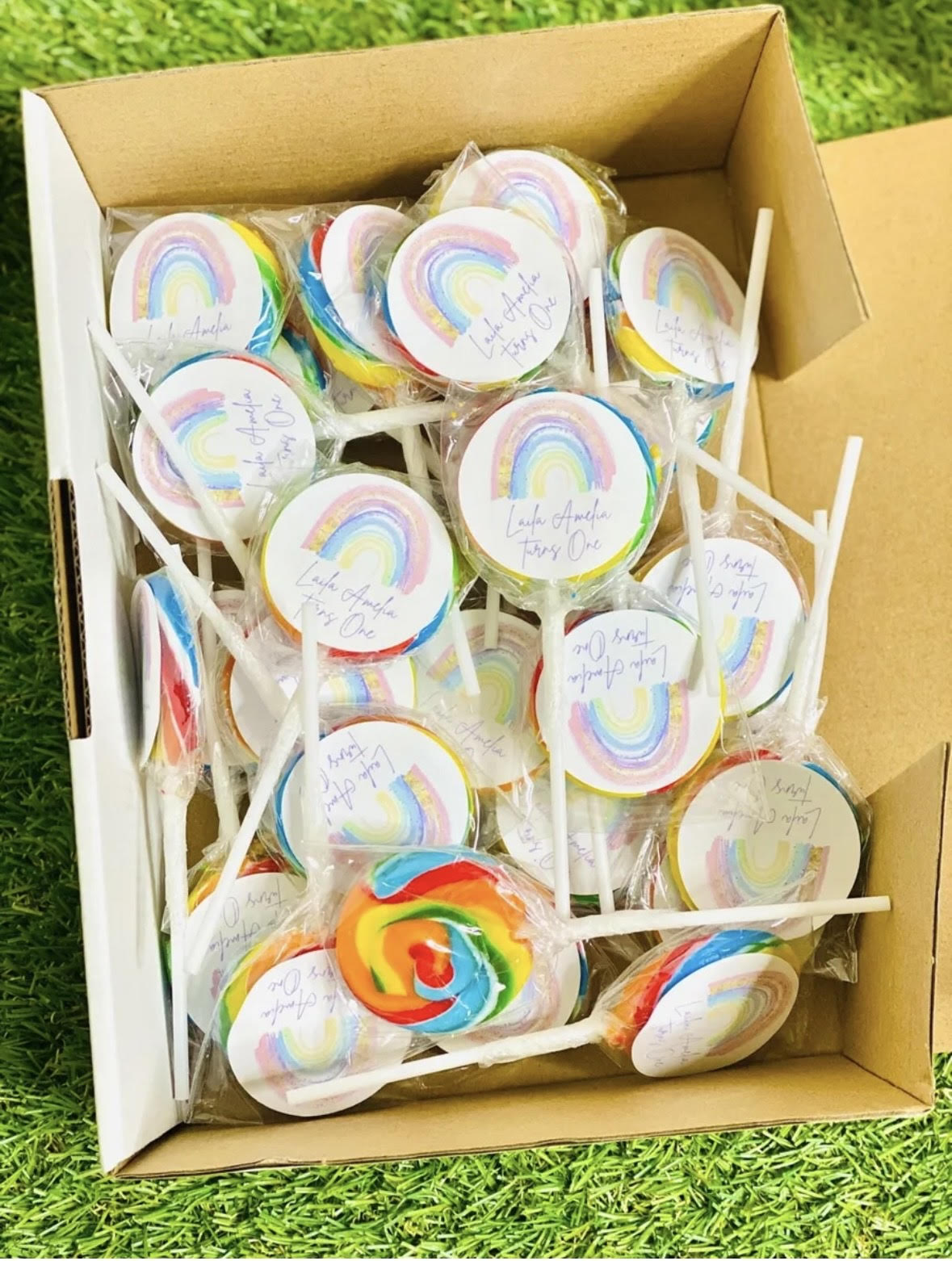 Rainbow #1 Personalised Birthday Lollipop 10 pack