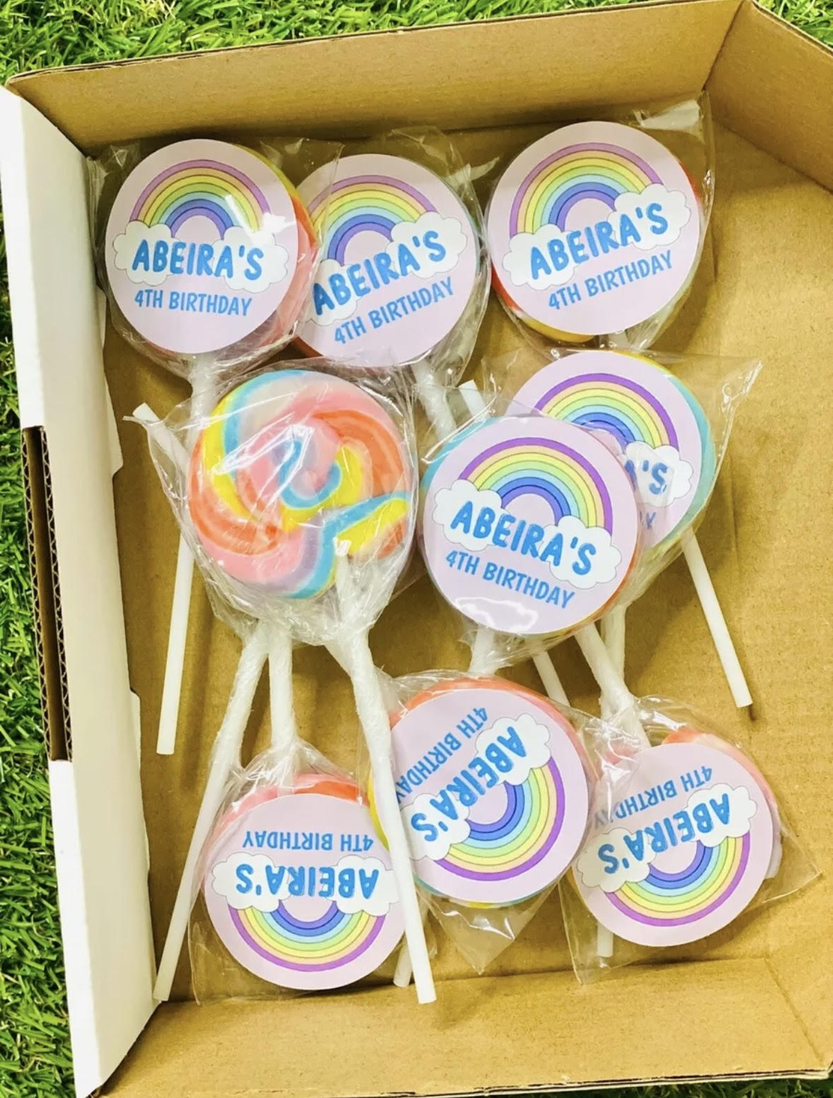 Rainbow #2 Personalised Birthday Lollipop 10 pack