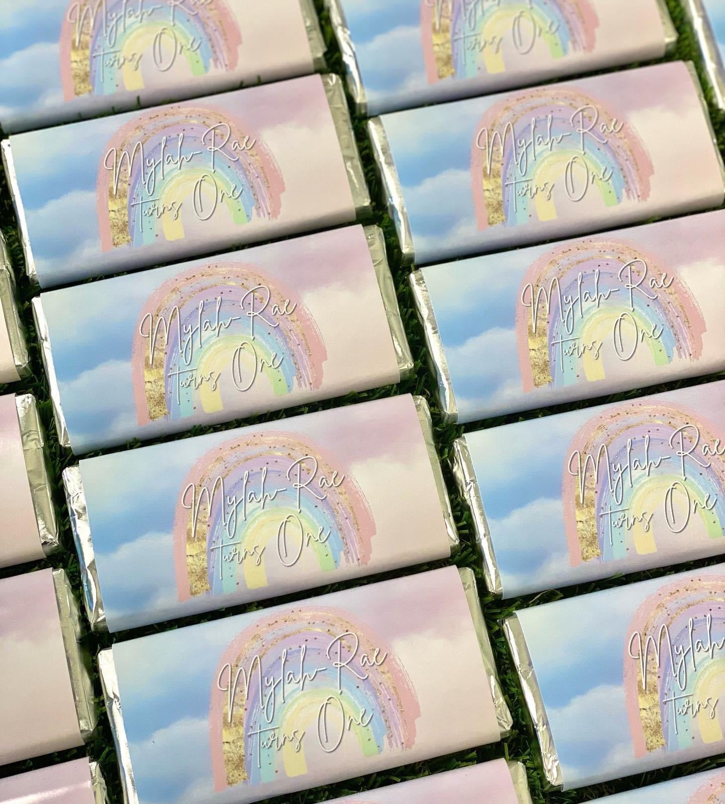 Rainbow #2 Personalised Chocolate Bar Party Favour x 4