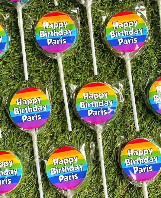 Rainbow #3 Personalised Birthday Lollipop 10 pack