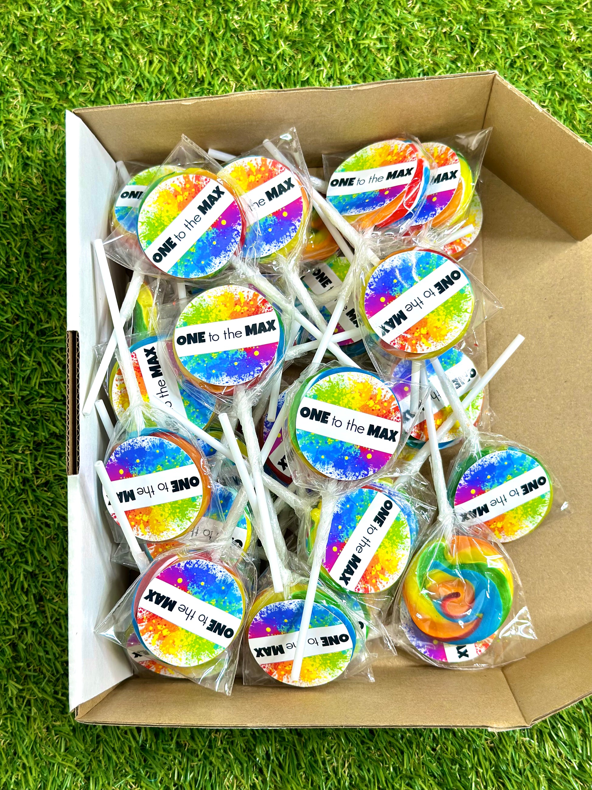Rainbow Colourful Personalised Birthday Lollipop 10 pack