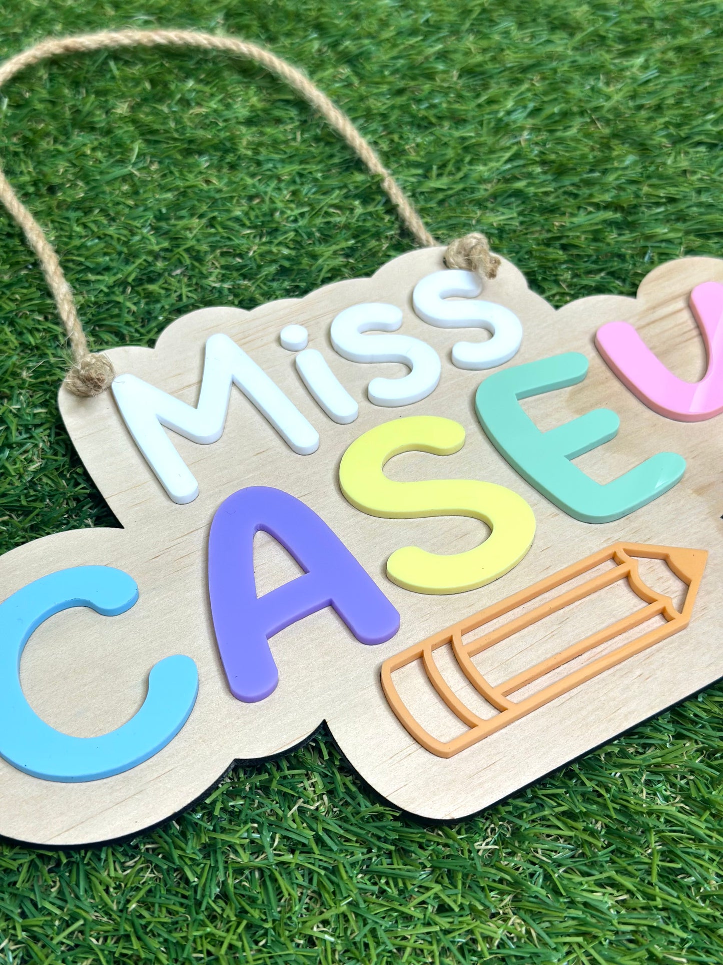 Rainbow Teacher Plaque Name Door Sign