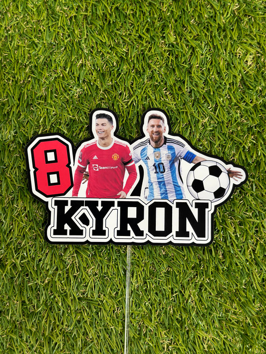 Ronaldo & Messi Soccer Personalised Cake Topper