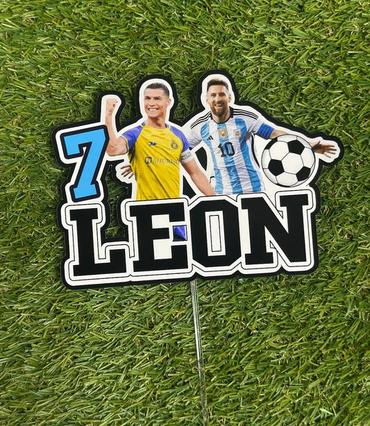 Ronaldo & Messi Soccer Personalised Cake Topper