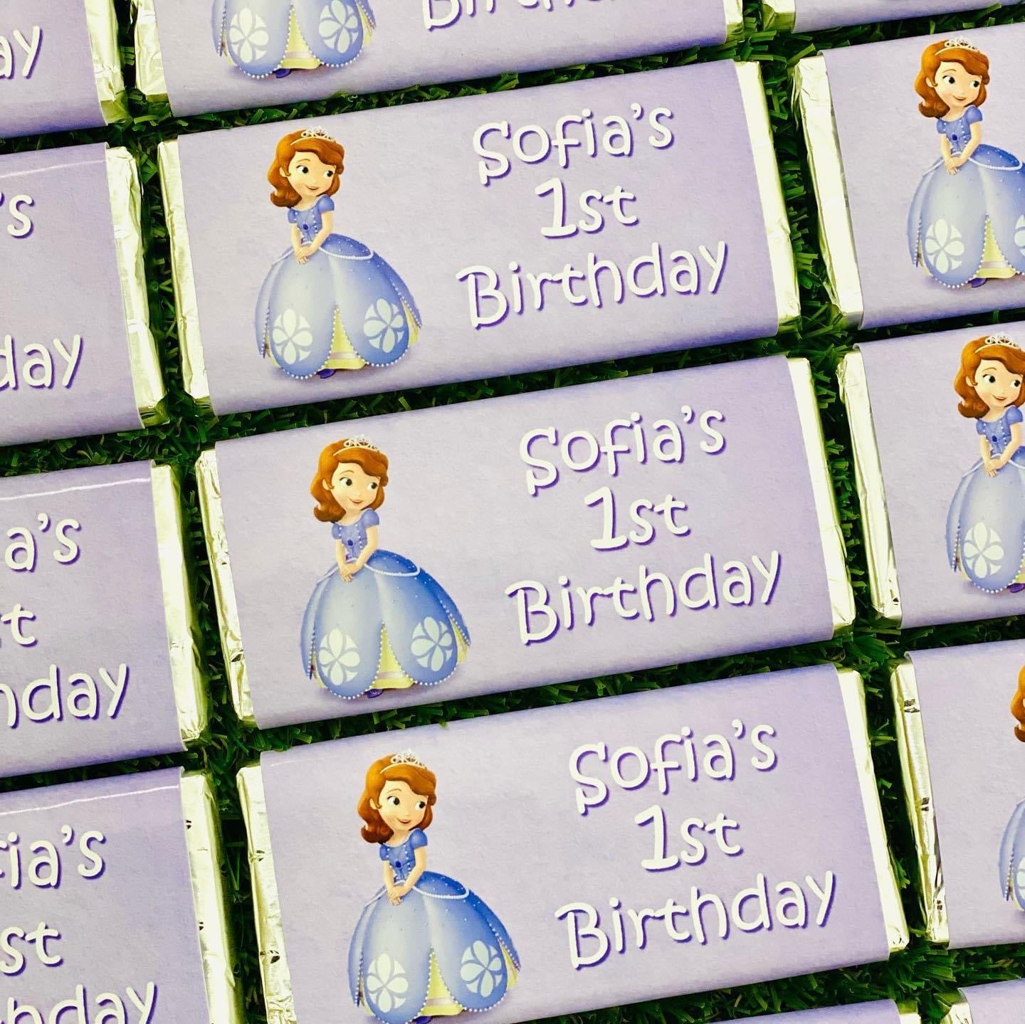 Sofia the First Personalised Chocolate Bar Party Favour x 4