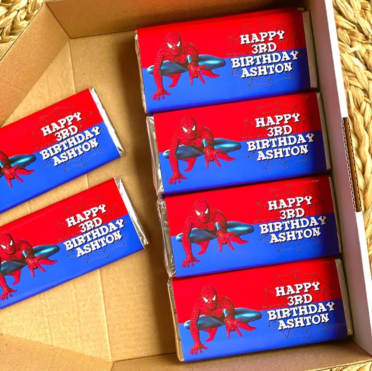 Spider-Man Personalised Chocolate Bar Party Favour x 4