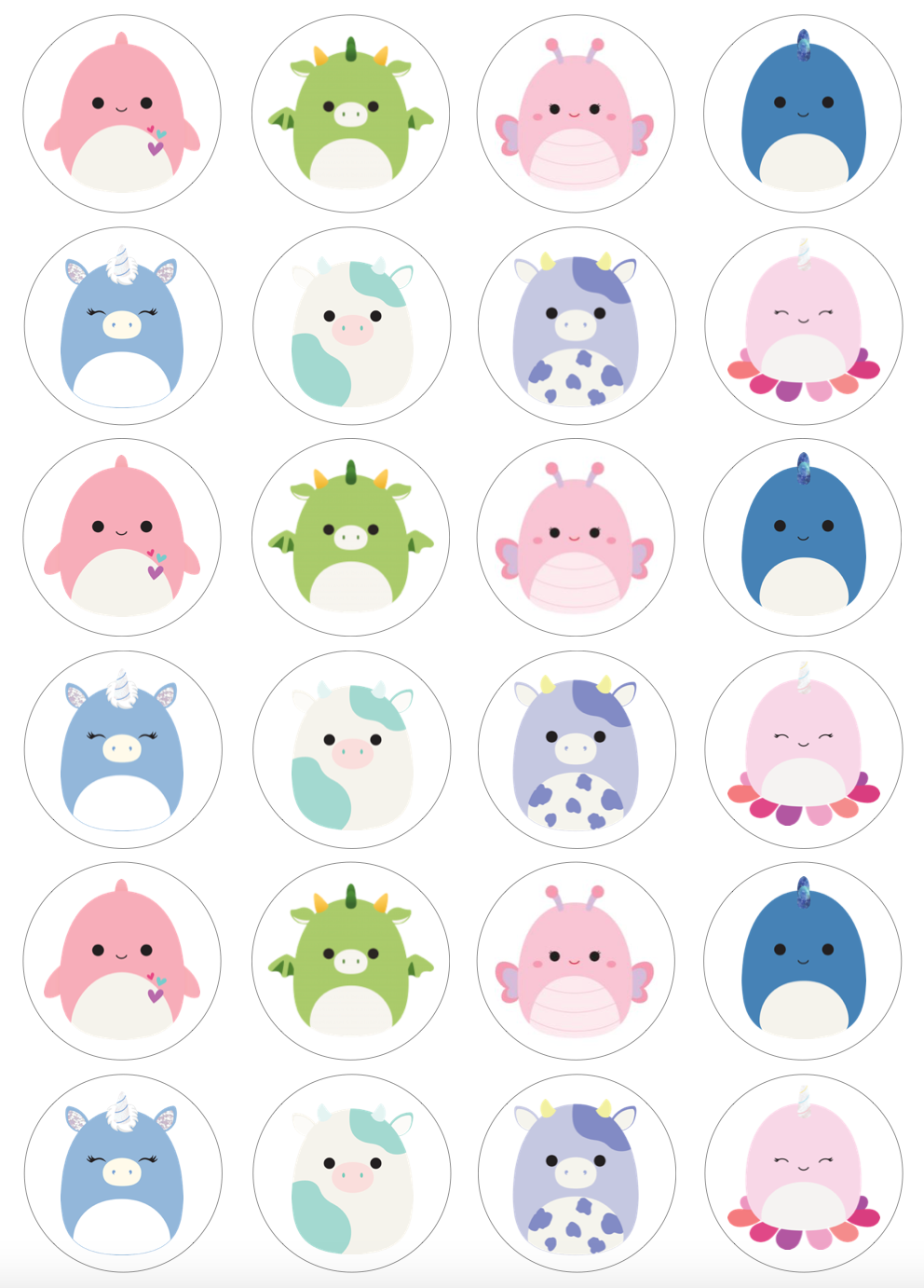 Squishmallows Cupcake Edible Icing Image Toppers