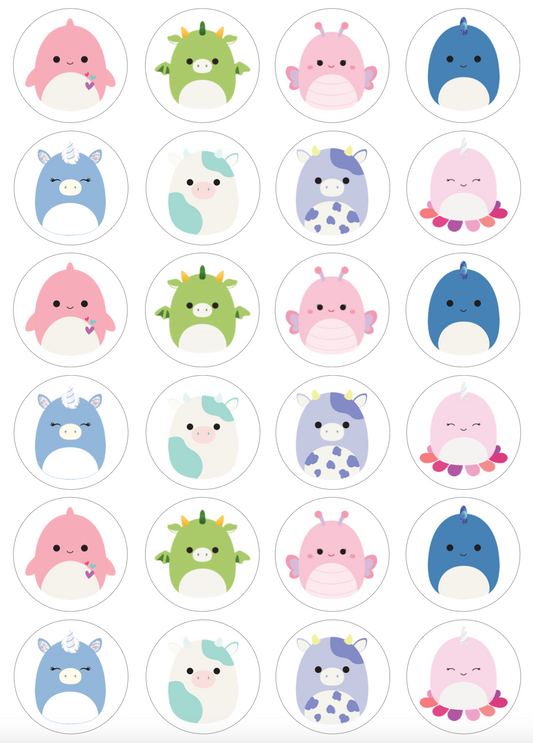 Squishmallows Cupcake Edible Icing Image Toppers