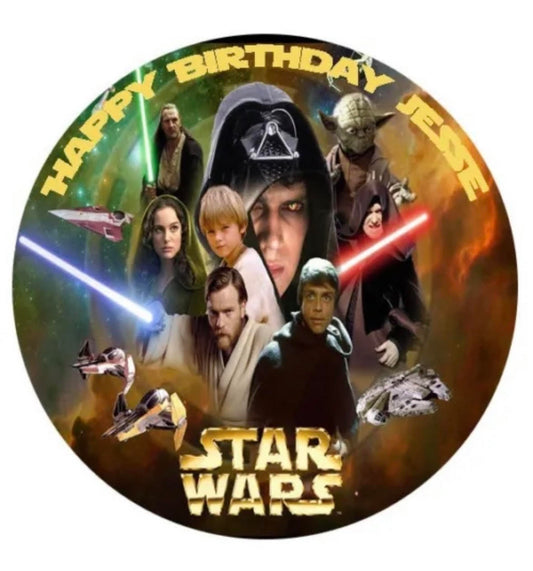 Star Wars Round Cake Edible Icing Image Topper 19cm