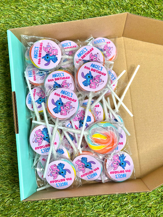 Stitch and Angel Personalised Birthday Lollipop 10 pack