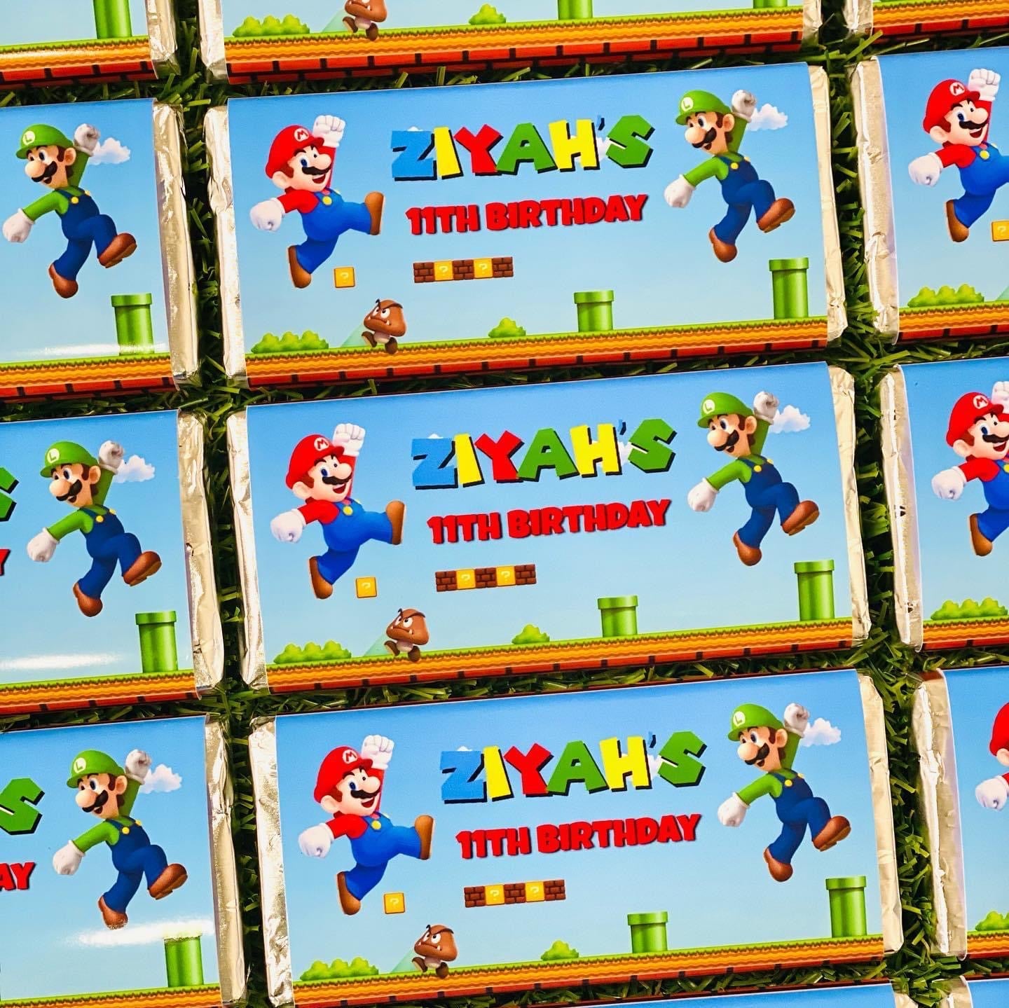 Super Mario Personalised Chocolate Bar Party Favour x 4