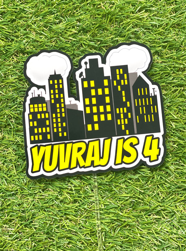 Superhero Building Personalised Cake Topper – Blissful Toppers