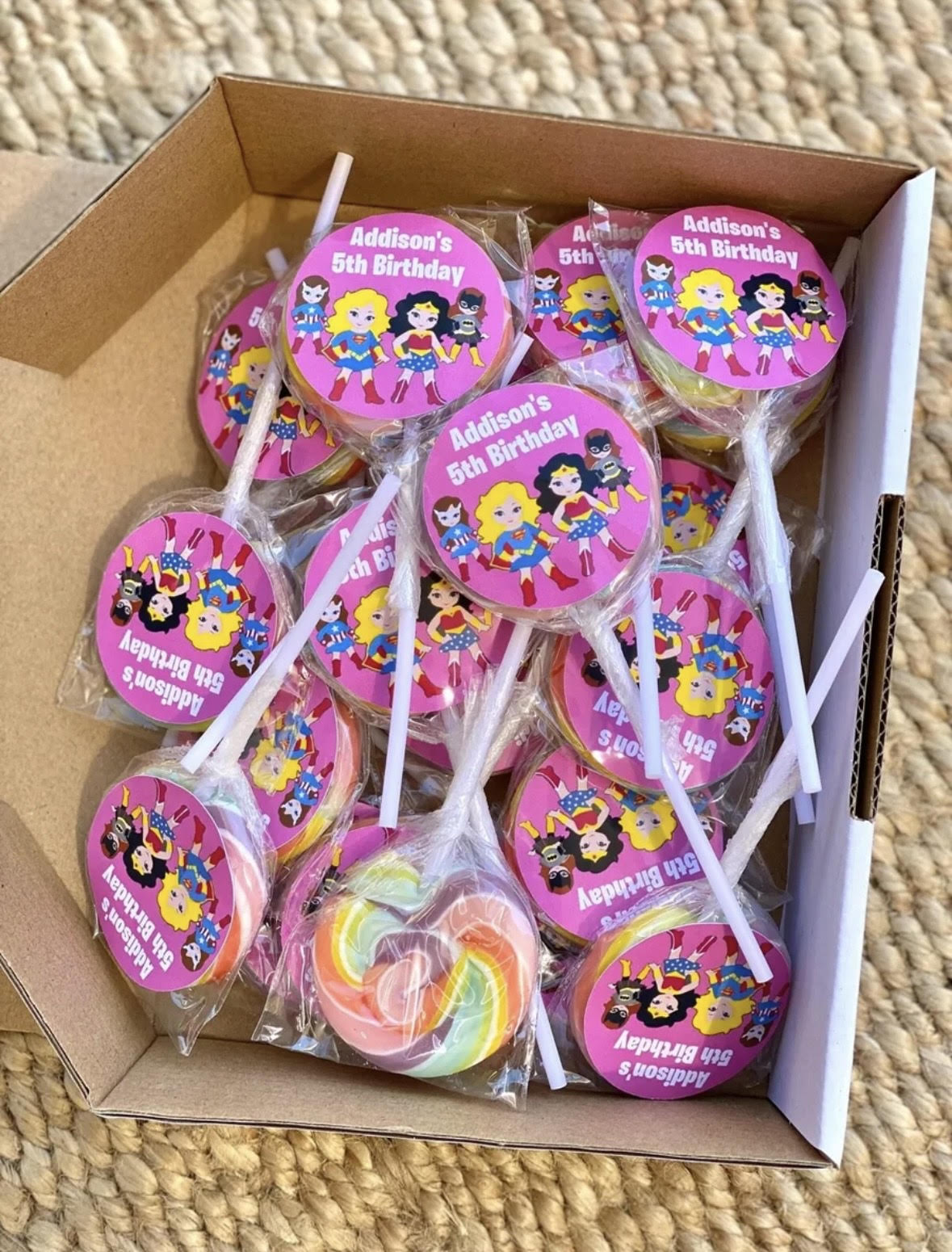 Superhero Girls Personalised Birthday Lollipop 10 pack