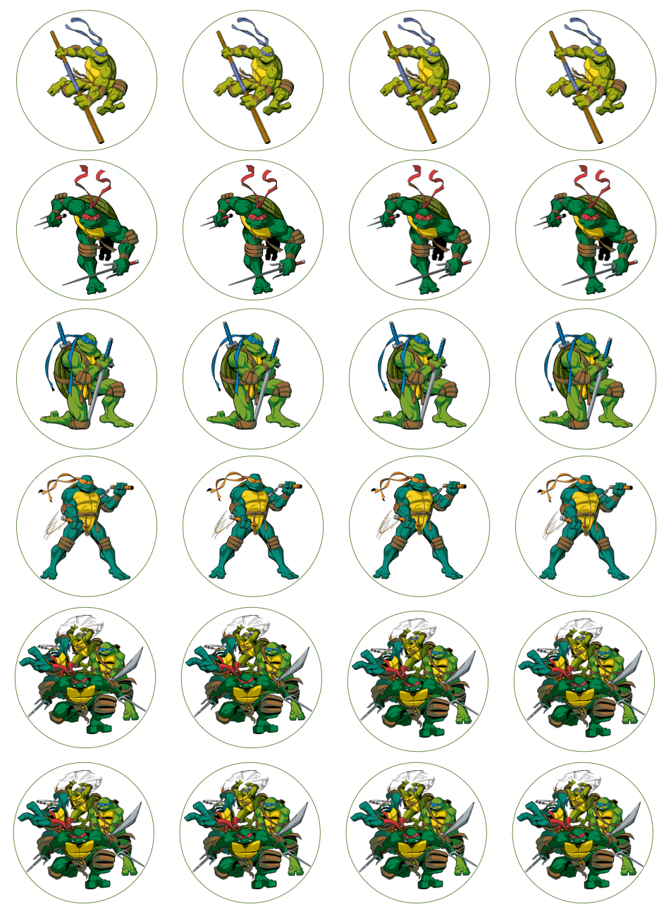 TMNT Ninja Turtles #2 Cupcake Edible Icing Image Toppers