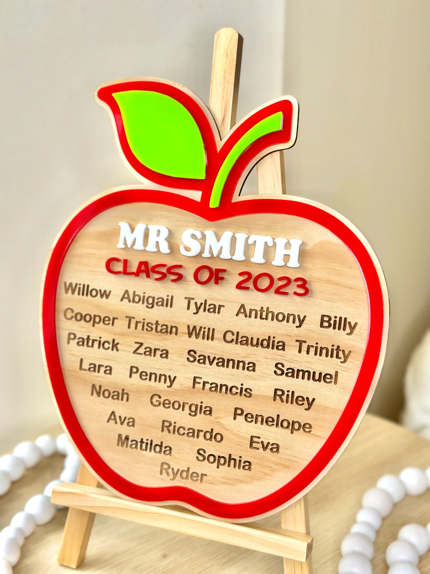 Teacher Apple Large Class Personalised Plaque