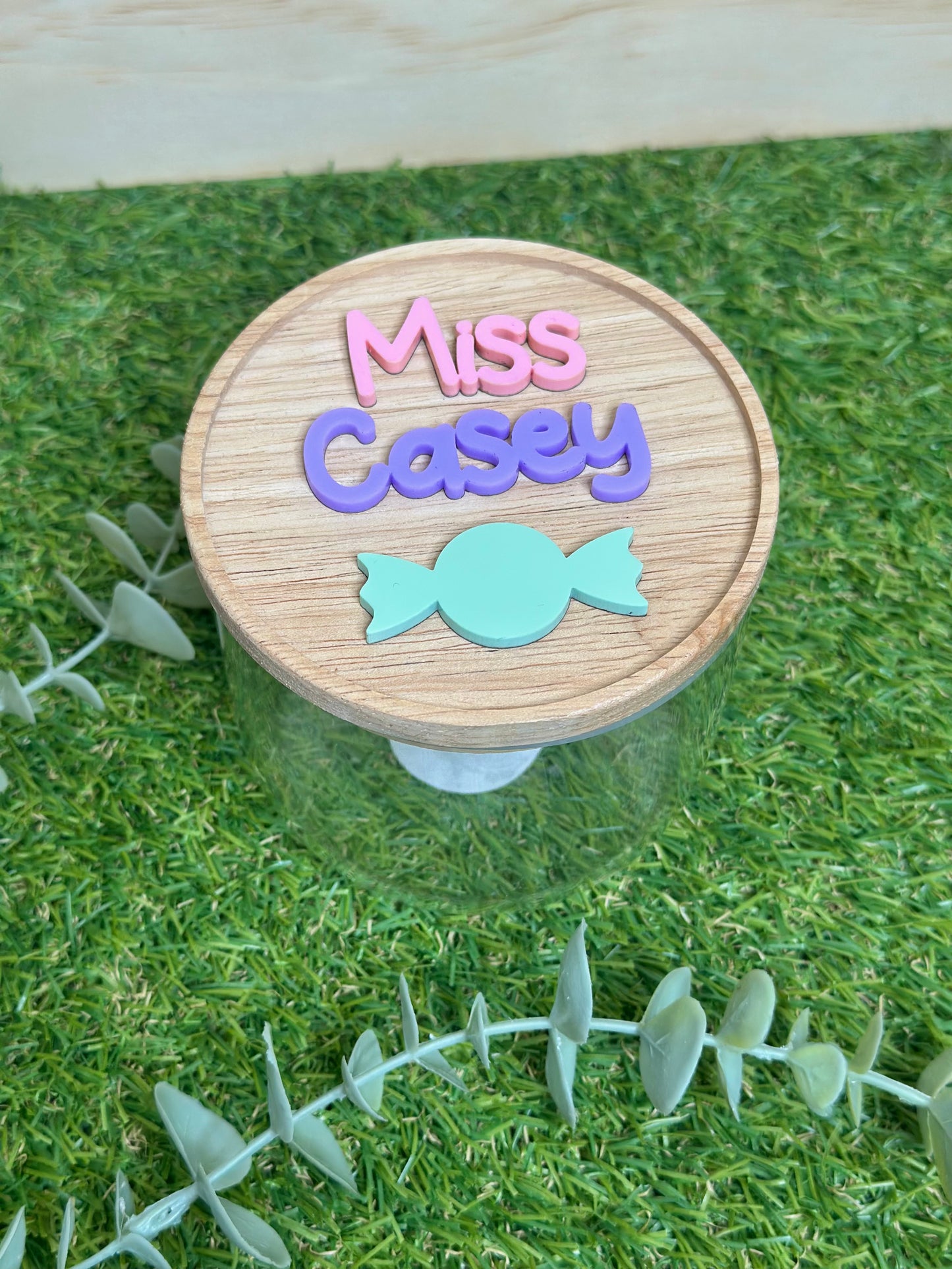 Teacher Personalised Candy Treat Jar Pastel #2