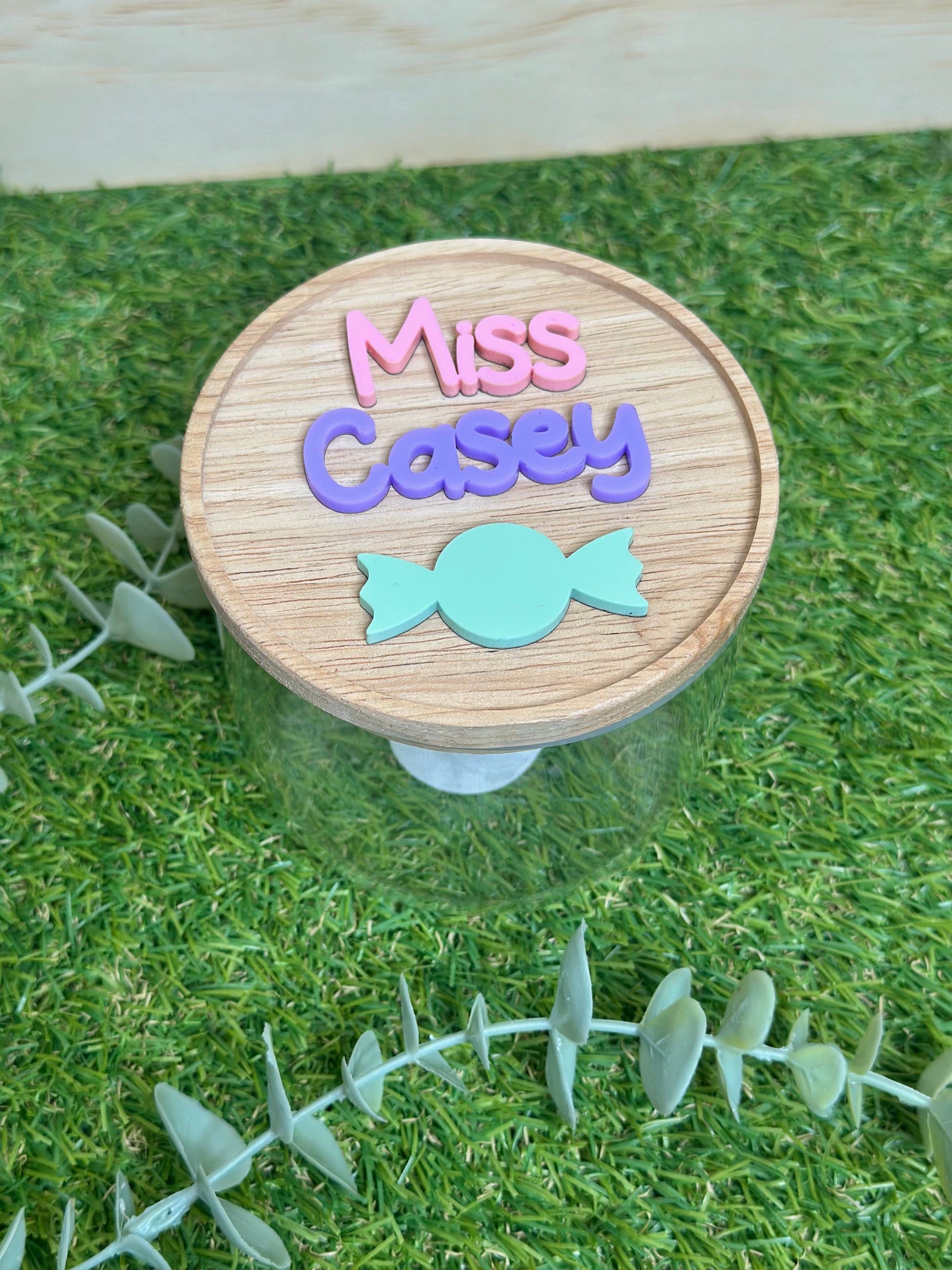 Teacher Personalised Candy Treat Jar Pastel #2