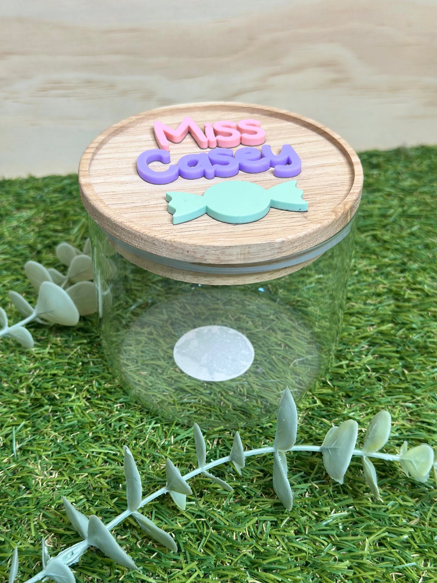 Teacher Personalised Candy Treat Jar Pastel #2