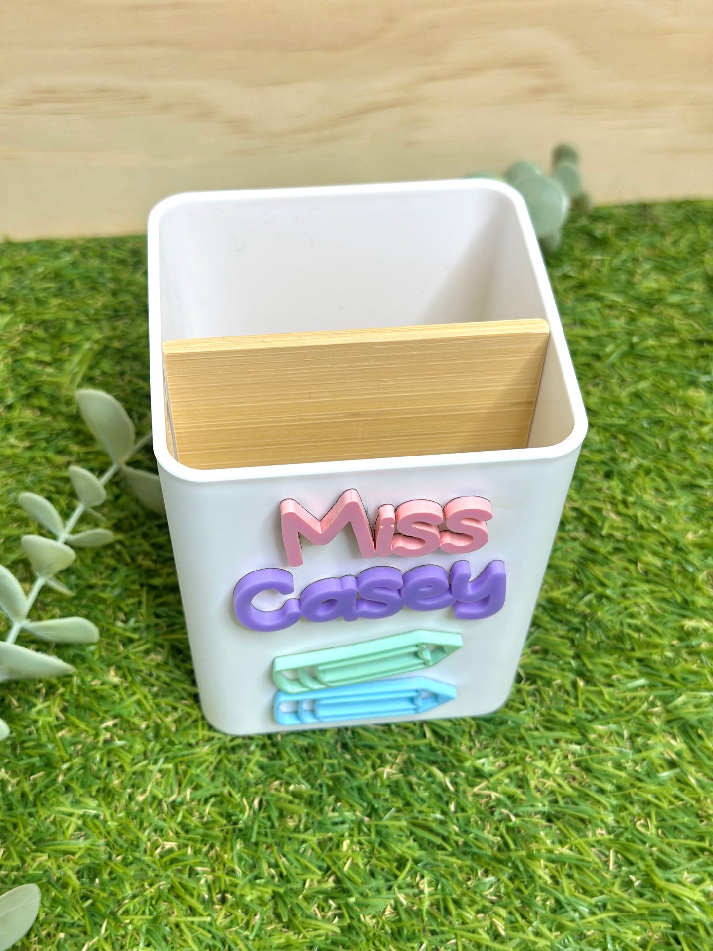 Teacher White Pen/Pencil Cup Holder - Pastel