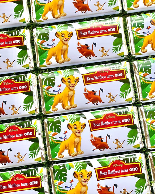 The Lion King Personalised Chocolate Bar Party Favour x 4