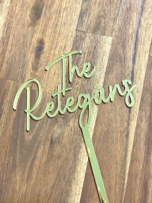 The Surname's Wedding Engagement Custom Acrylic Cake Topper