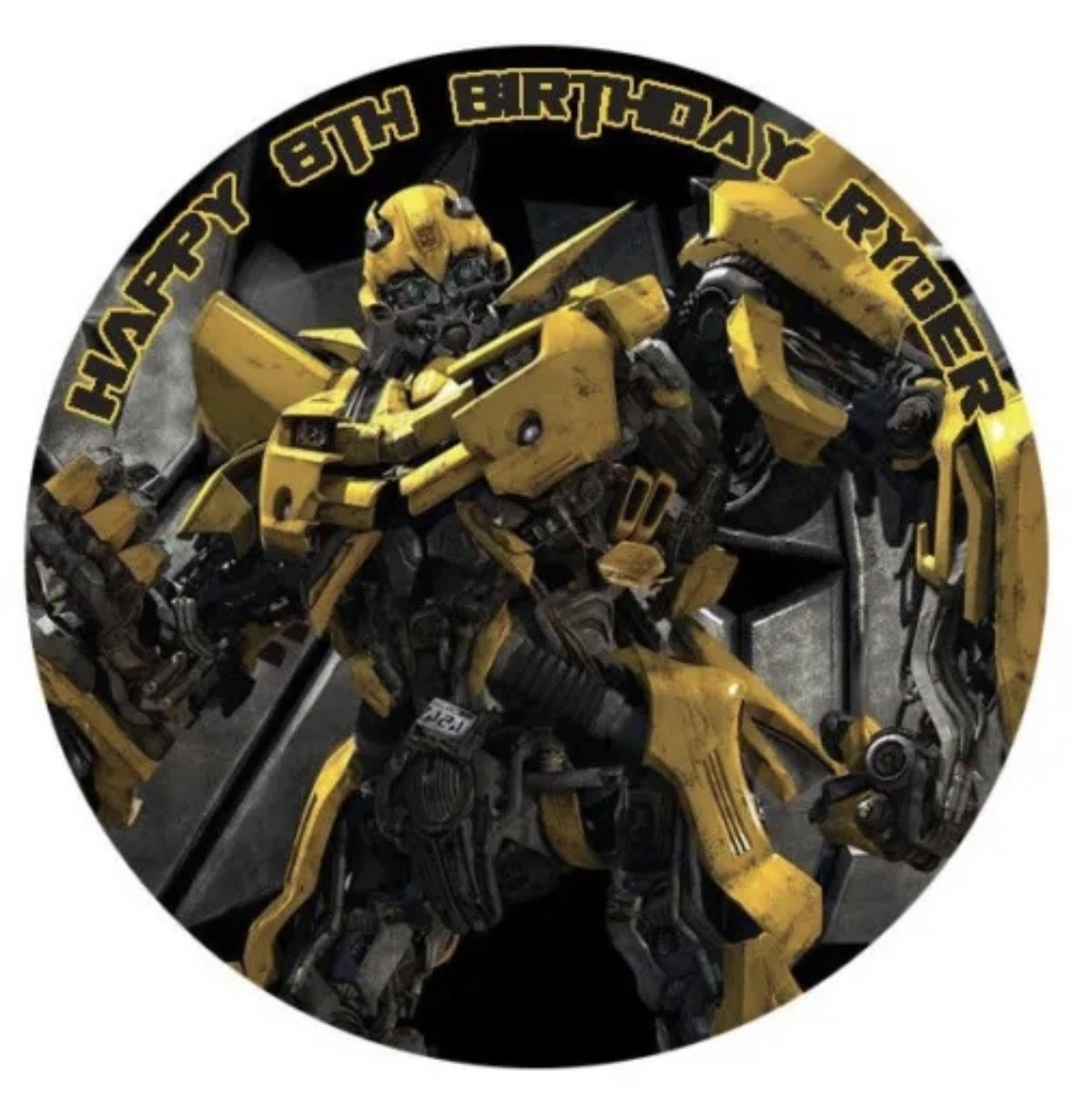 Transformers Bumblebee #1 Round Cake Edible Icing Image Topper 19cm