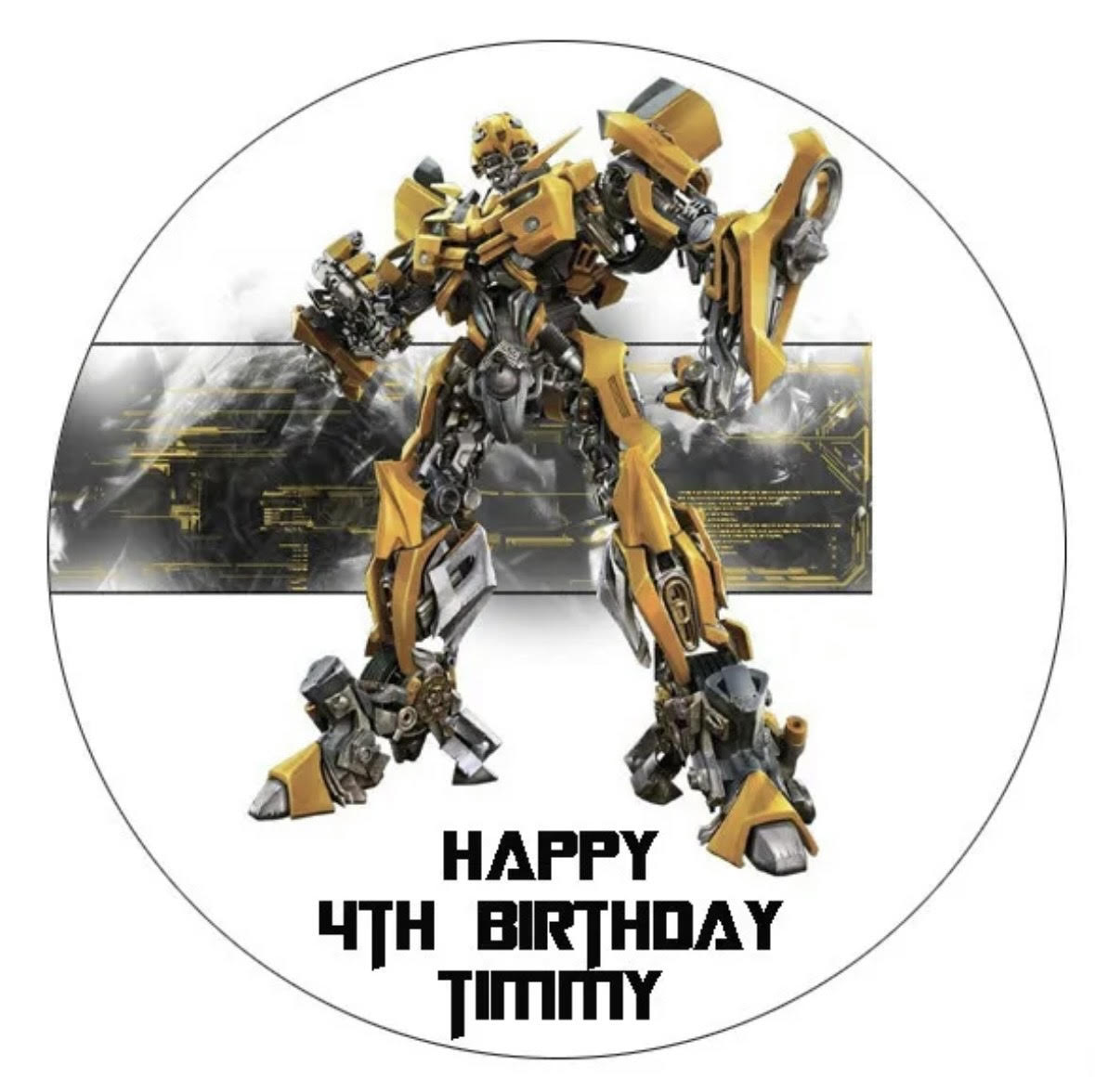 Transformers Bumblebee #2 Round Cake Edible Icing Image Topper 19cm