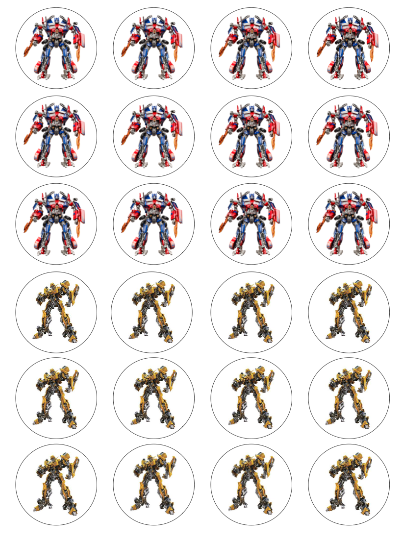 Transformers Cupcake Edible Icing Image Toppers