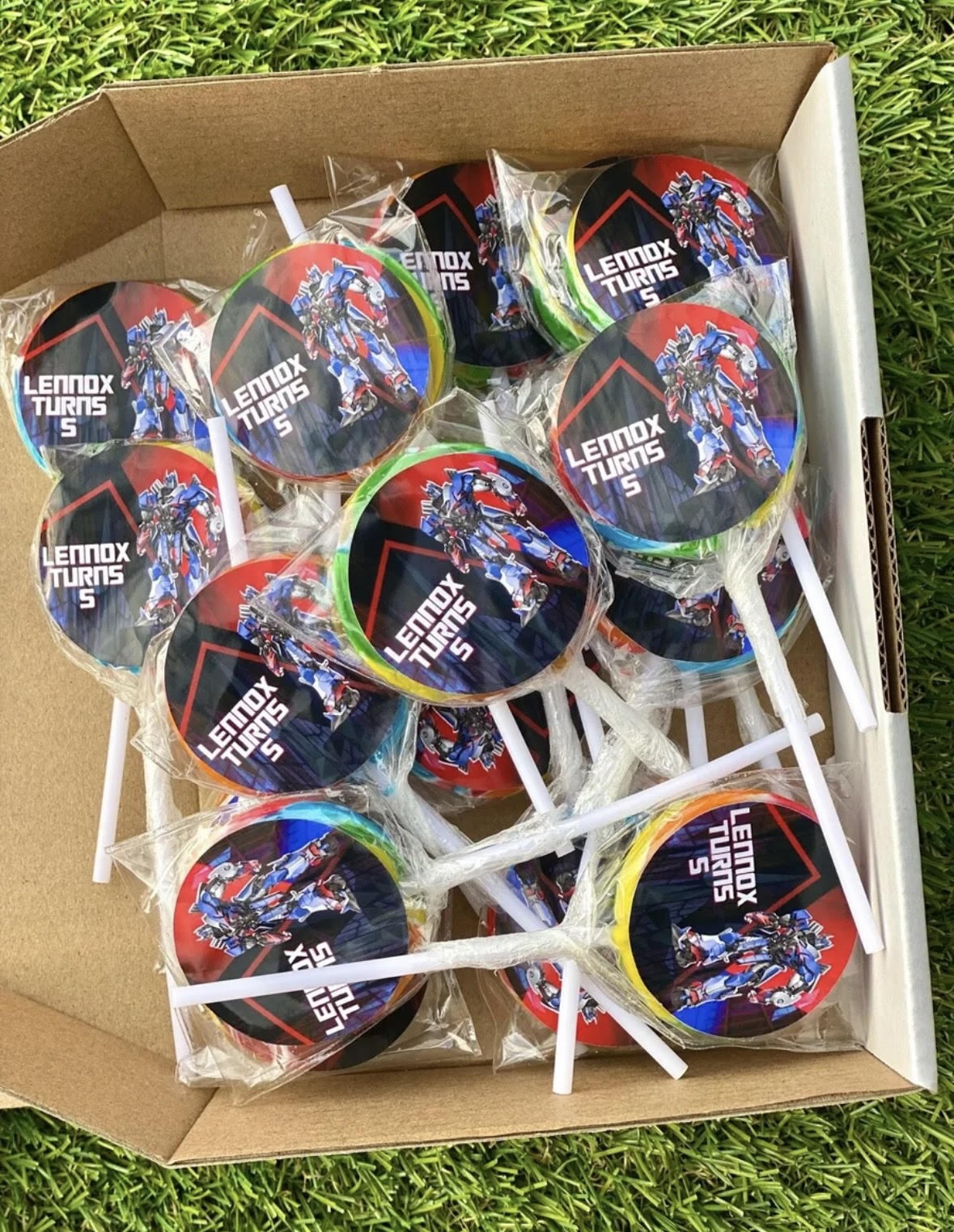 Transformers Optimus Personalised Birthday Lollipop 10 pack