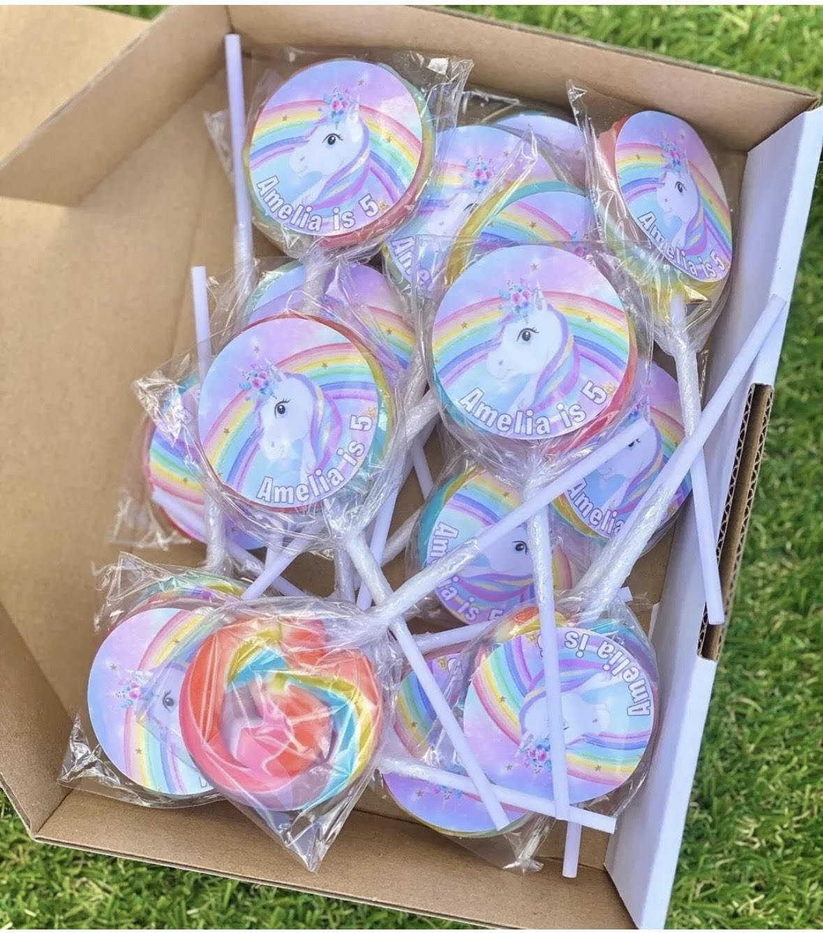 Unicorn Rainbow #2 Personalised Birthday Lollipop 10 pack