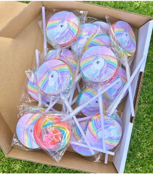 Unicorn Rainbow #2 Personalised Birthday Lollipop 10 pack