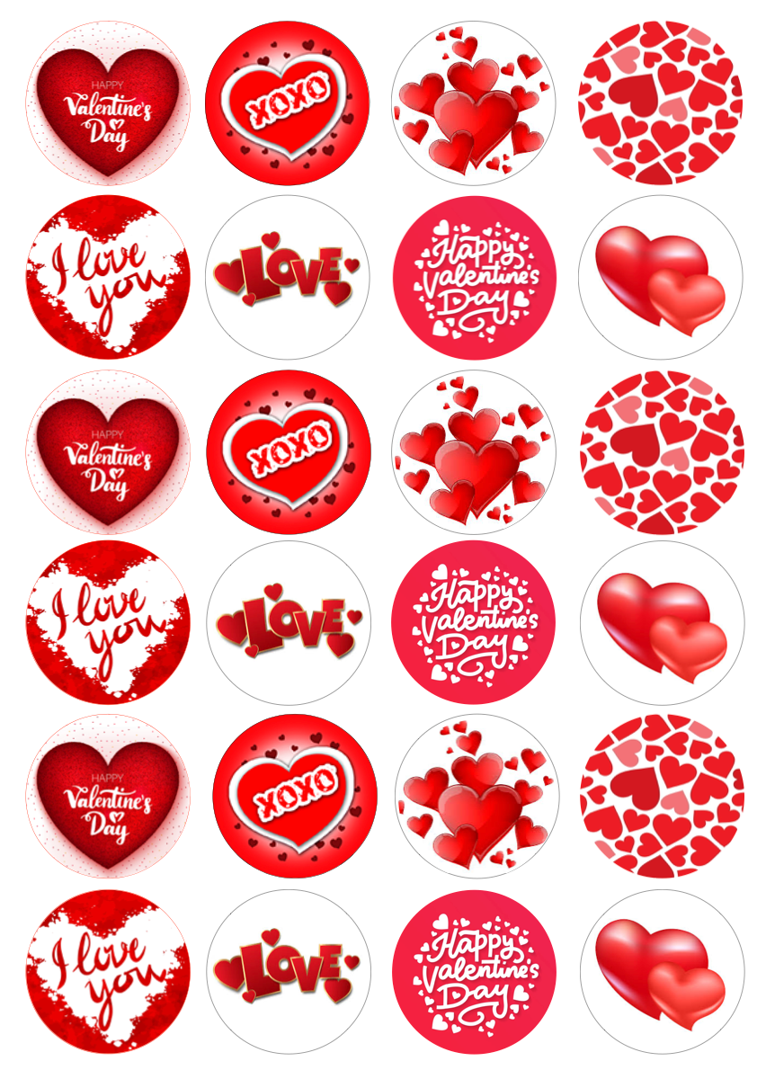 Valentines Day Cupcake Edible Icing Image Toppers