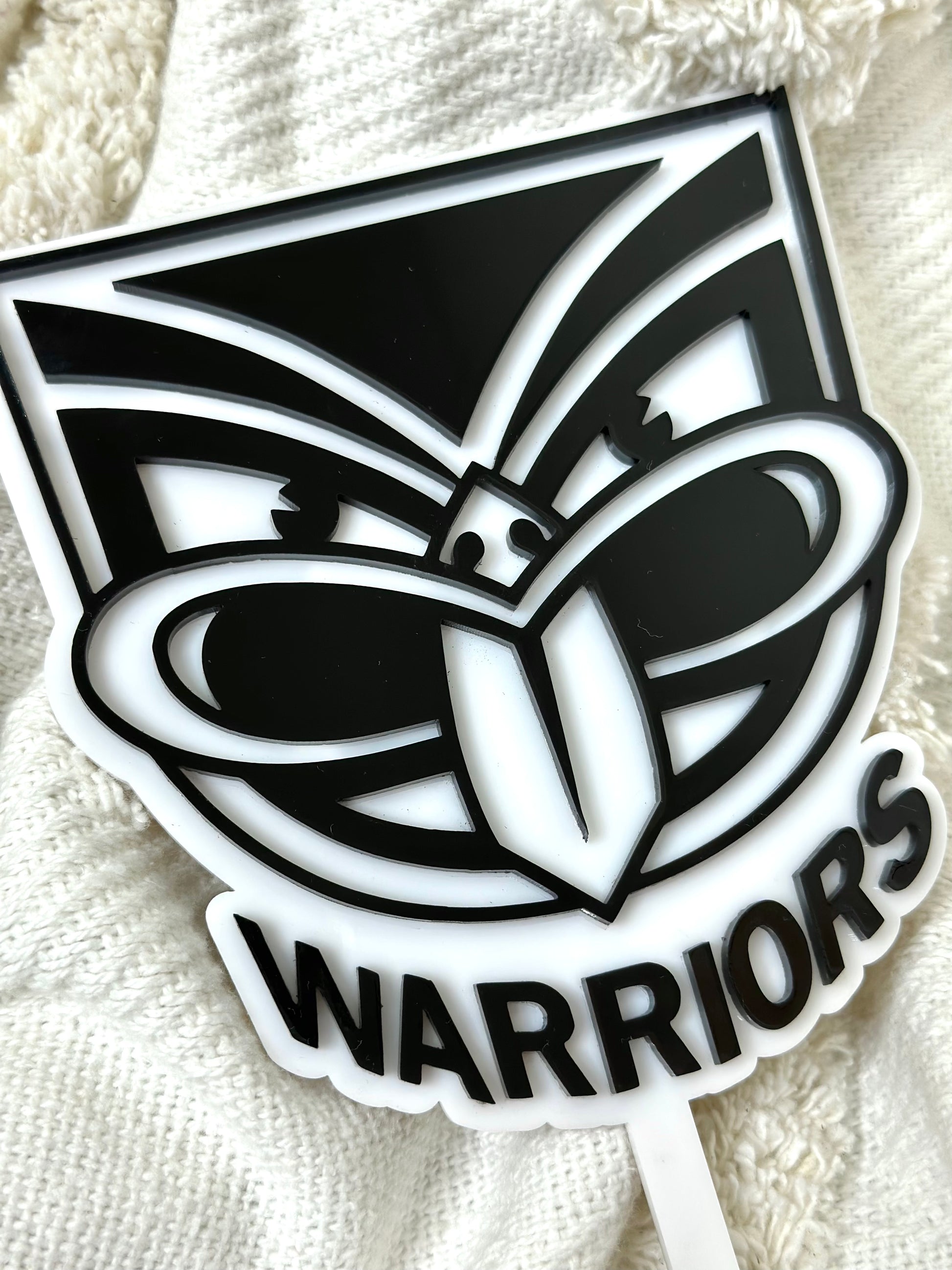 Warriors NRL Double Layer Acrylic Cake Topper